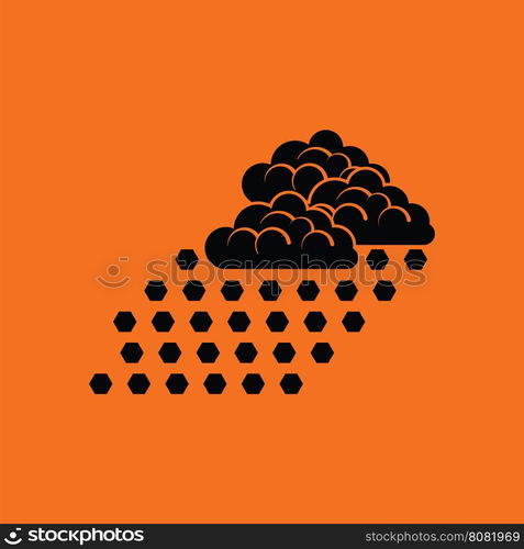 Hail icon. Orange background with black. Vector illustration.