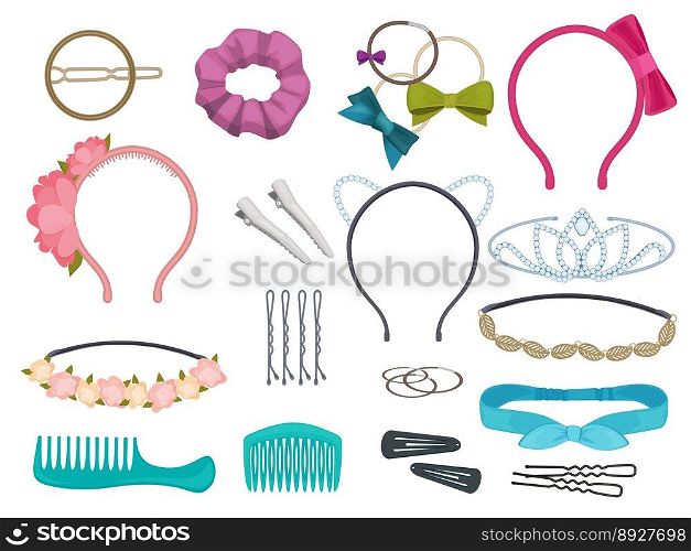 Hair accessories woman items stylist salon vector image
