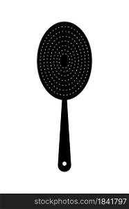 hair brush, hairdresser comb. Black isolated silhouette on a white background. Vector icon
