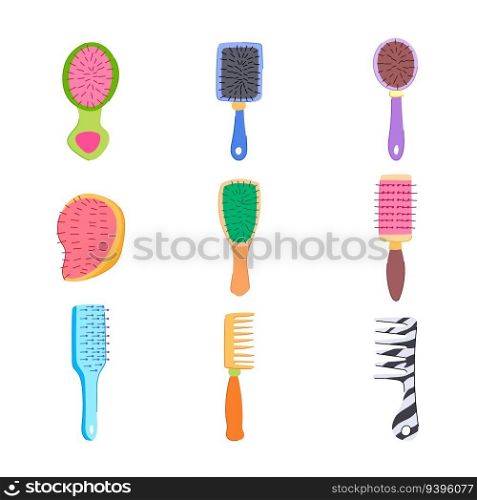 hair brush set cartoon. beauty equipment, style salon, fashion hygiene hair brush sign. isolated symbol vector illustration. hair brush set cartoon vector illustration