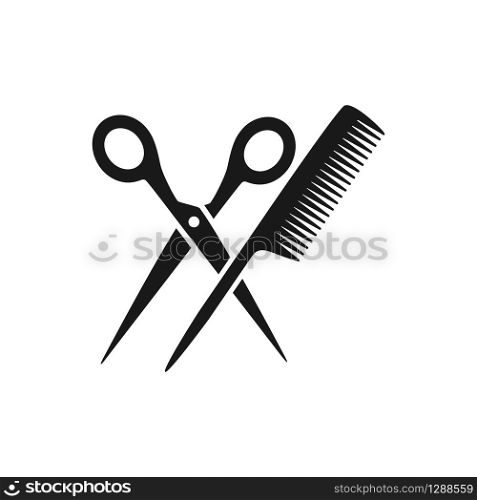 hair comb icon and scissor vector icon conception