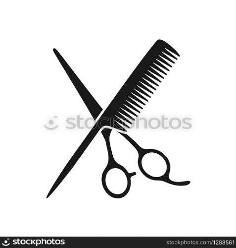 hair comb icon and scissor vector icon conception