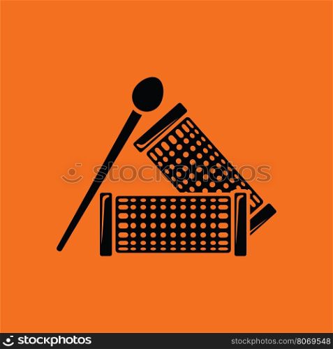 Hair curlers icon. Orange background with black. Vector illustration.