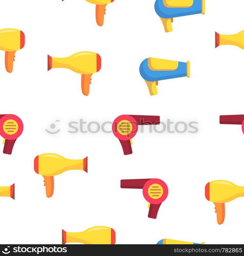 Hair Dryer Appliance Vector Color Icons Seamless Pattern. Modern and Retro Hairdryers Linear Symbols Pack. Beauty Parlor, Hairdresser Salon Equipment. Hair Styling Professional Tool Illustrations. Hair Dryer Appliance Vector Seamless Pattern