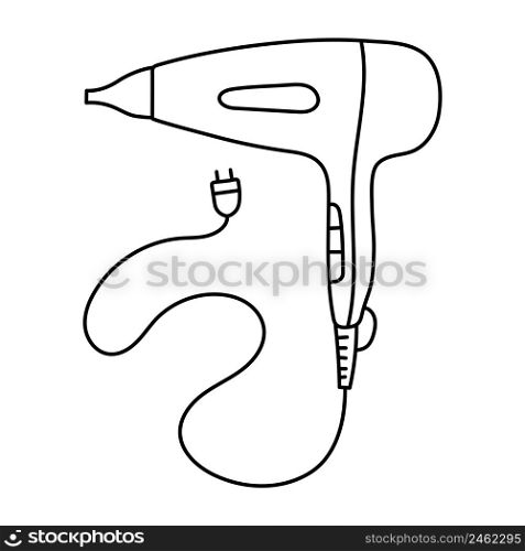 Hair dryer. Hairdressing equipment line sketch. Professional tool. Hand drawn doodle icon. Vector illustration. Barber symbol.. Hair dryer. Hairdressing equipment line sketch. Professional tool. Hand drawn doodle icon. Vector illustration. Barber symbol