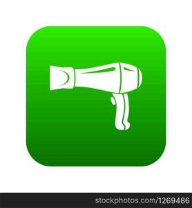 Hair dryer icon green vector isolated on white background. Hair dryer icon green vector