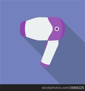 Hair dryer icon. Modern Flat style with a long shadow