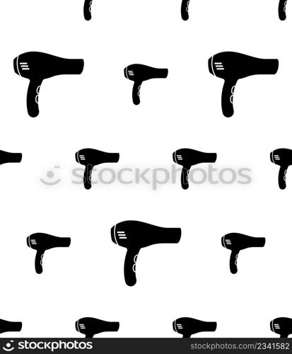 Hair Dryer Icon Seamless Pattern, Hot Cold Air Blower Vector Art Illustration