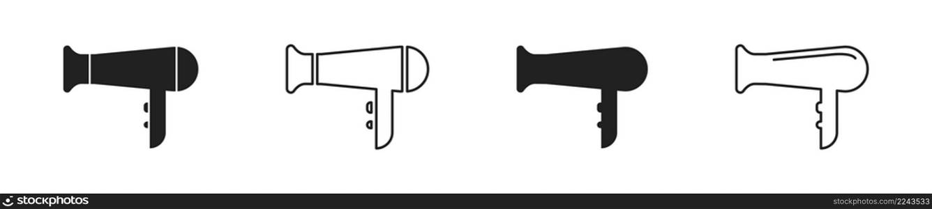 Hair dryer icon set. Vector hairdryer symbol. EPS 10.. Hair dryer icon set. Vector hairdryer symbol.