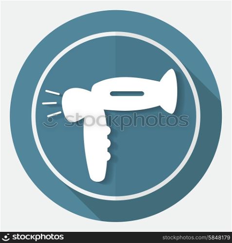 Hair Dryer on white circle with a long shadow