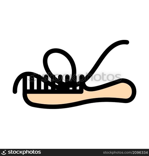 Hair In Comb Icon. Editable Bold Outline With Color Fill Design. Vector Illustration.