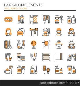 Hair Salon Elements , Thin Line and Pixel Perfect Icons