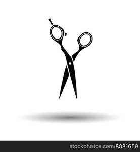 Hair scissors icon. White background with shadow design. Vector illustration.