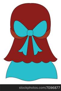 Hair with blue bow, illustration, vector on white background.