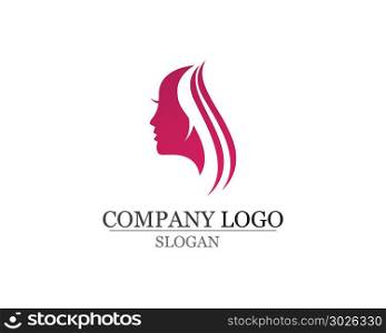 hair woman and face logo and symbols vector. hair woman and face logo and symbols