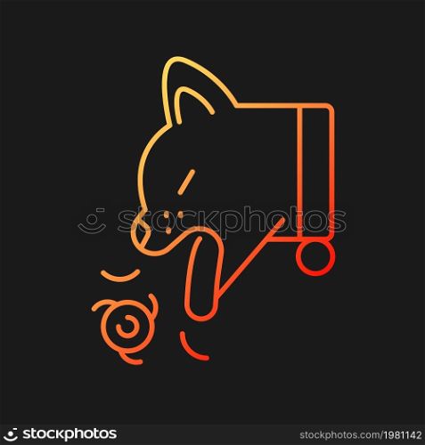 Hairballs gradient vector icon for dark theme. Hair collection formed in stomach. Cat stomach content vomiting. Thin line color symbol. Modern style pictogram. Vector isolated outline drawing. Hairballs gradient vector icon for dark theme