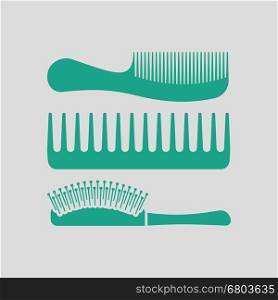 Hairbrush icon. Gray background with green. Vector illustration.