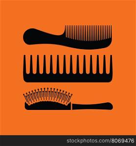 Hairbrush icon. Orange background with black. Vector illustration.