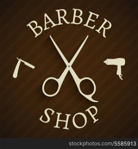 Hairdresser barber shop poster with razor and hair-dryer vector illustration