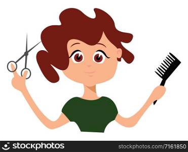 Hairdresser, illustration, vector on white background.