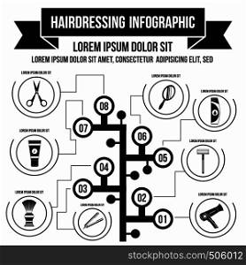 Hairdresser infographic in simple style for any design. Hairdresser infographic, simple style