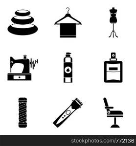 Hairdressers parlor icons set. Simple set of 9 hairdressers parlor vector icons for web isolated on white background. Hairdressers parlor icons set, simple style