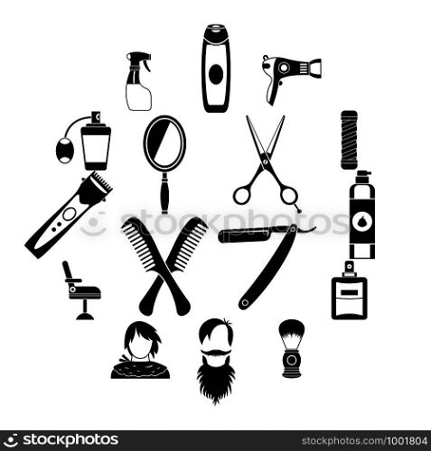 Hairdressing icons set. Simple illustration of 16 hairdressing travel vector icons for web. Hairdressing icons set, simple style