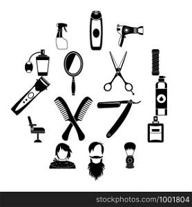 Hairdressing icons set. Simple illustration of 16 hairdressing travel vector icons for web. Hairdressing icons set, simple style