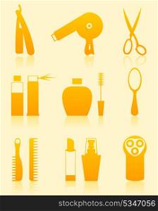 Hairdressing salon icons. Set of icons on a theme a hairdressing salon. A vector illustration