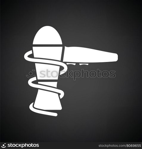 Hairdryer icon. Black background with white. Vector illustration.