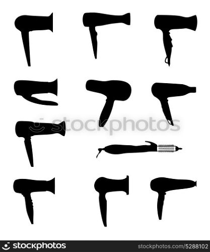 hairdryers silhouettes vector illustration
