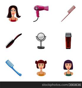 Hairstyle icons set. Cartoon illustration of 9 hairstyle vector icons for web. Hairstyle icons set, cartoon style