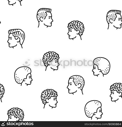 hairstyle portrait hair fashion vector seamless pattern thin line illustration. hairstyle portrait hair fashion vector seamless pattern