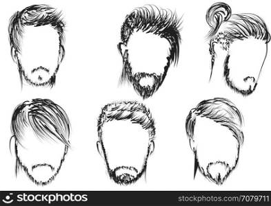 hairstyle. set of man hairstyle vector illustration