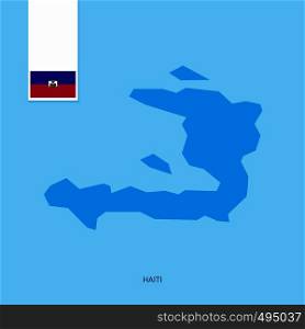 Haiti Country Map with Flag over Blue background. Vector EPS10 Abstract Template background