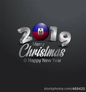 Haiti Flag 2019 Merry Christmas Typography. New Year Abstract Celebration background