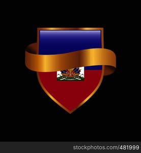 Haiti flag Golden badge design vector