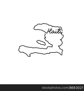 Haiti outline map with the handwritten country name. Continuous line drawing of patriotic home sign. A love for a small homeland. T-shirt print idea. Vector illustration.. Haiti outline map with the handwritten country name. Continuous line drawing of patriotic home sign