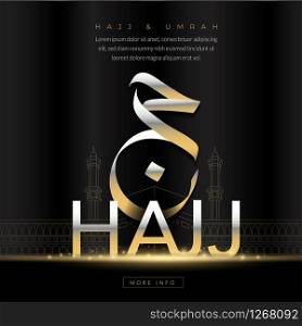 Hajj or umrah gold and luxury illustration design for Landing page templates, UI, Story board, Book Illustration, Banners, Card Invitation and Social media.