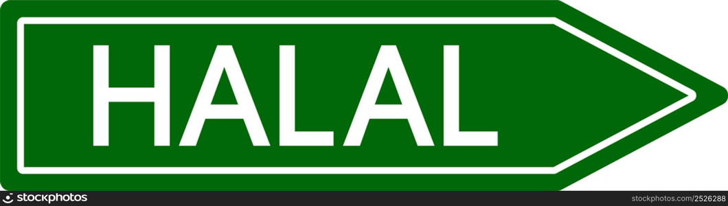 Halal Road sign, Muslim life style banner, prohibited permitted illustration
