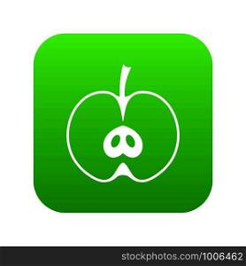 Half apple icon digital green for any design isolated on white vector illustration. Half apple icon digital green