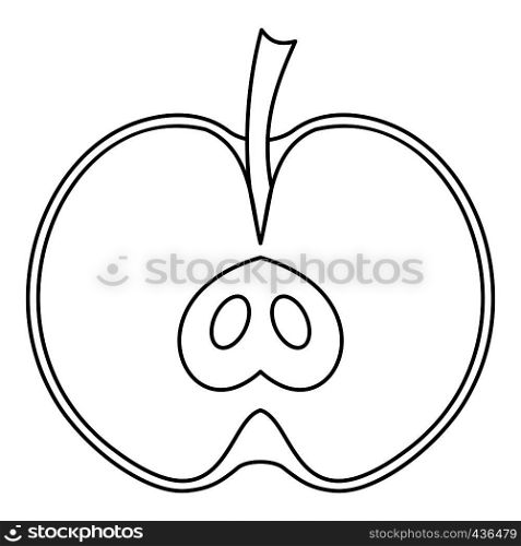 Half apple icon in outline style isolated on white background vector illustration. Half apple icon, outline style