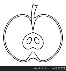 Half apple icon in outline style isolated on white background vector illustration. Half apple icon, outline style