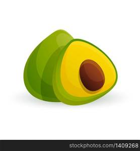 Half avocado icon. Cartoon of half avocado vector icon for web design isolated on white background. Half avocado icon, cartoon style