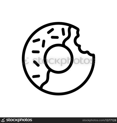 half bitten donut half glazed icon vector. half bitten donut half glazed sign. isolated contour symbol illustration. half bitten donut half glazed icon vector outline illustration