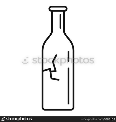Half broken bottle icon. Outline half broken bottle vector icon for web design isolated on white background. Half broken bottle icon, outline style