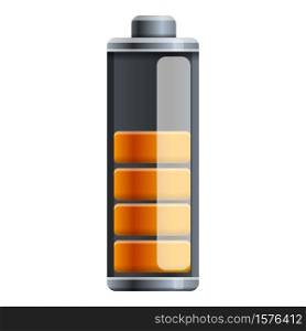 Half capacity battery icon. Cartoon of half capacity battery vector icon for web design isolated on white background. Half capacity battery icon, cartoon style