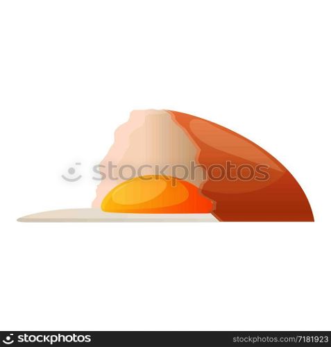 Half cracked egg icon. Cartoon of half cracked egg vector icon for web design isolated on white background. Half cracked egg icon, cartoon style