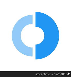 half doughnut chart, icon on isolated background,