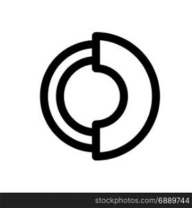 half doughnut chart, icon on isolated background